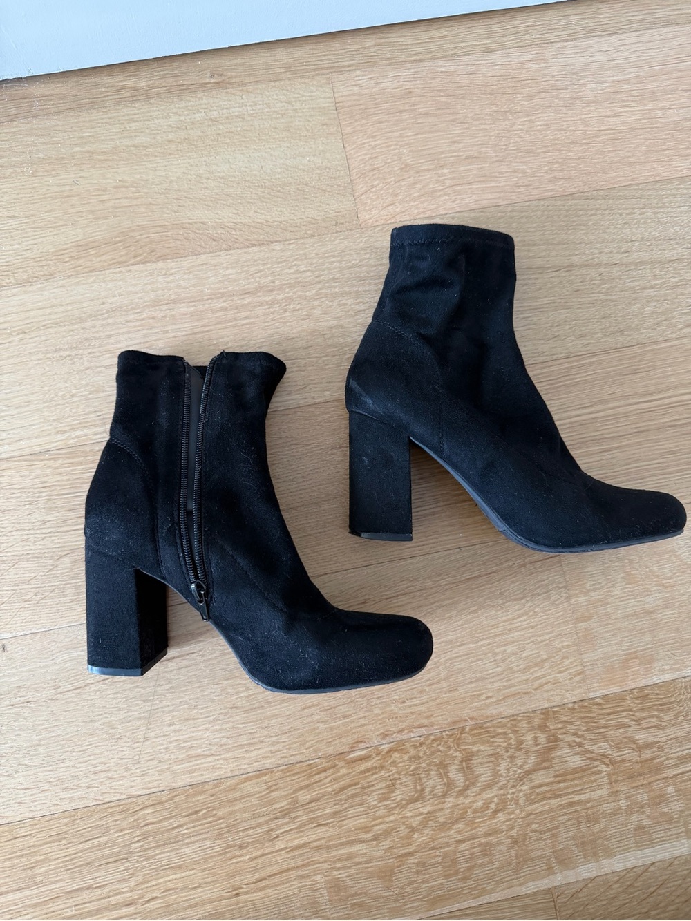 MIA Black Suede Block Heel Ankle Boots